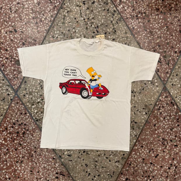 90s 바트심슨 부틀랙 티셔츠 (L)