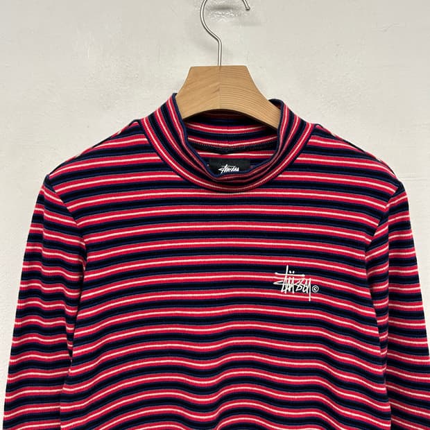 스투시 스트라이프 목폴라