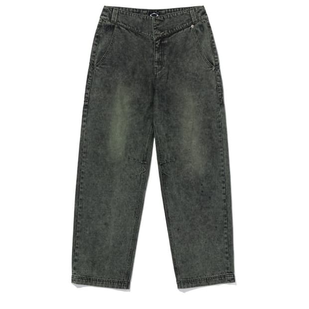 새상품)미스치프 워시드 슬라우치 진 블랙그린 M