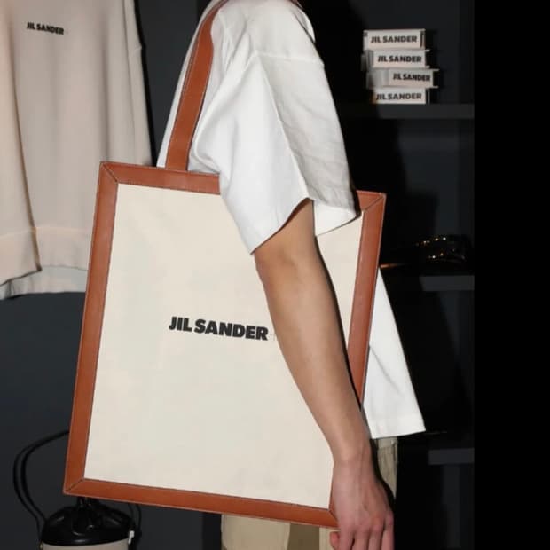 질샌더 로고 캔버스 토트백 / 숄더백