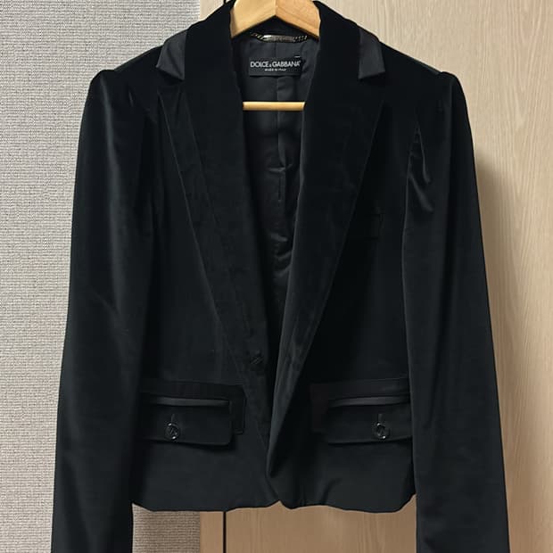 돌체앤가바나 블랙 사틴 벨벳 블레이저 46사이즈