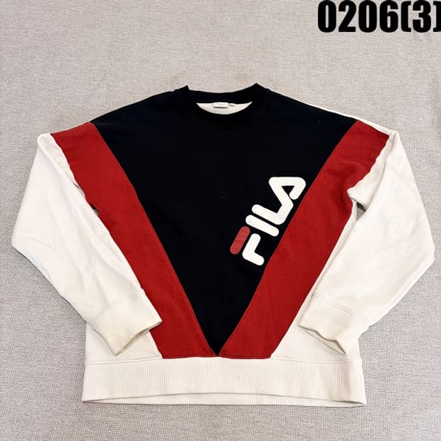 [L] 휠라 블랙/레드 컬러 블록 맨투맨 0206(3)