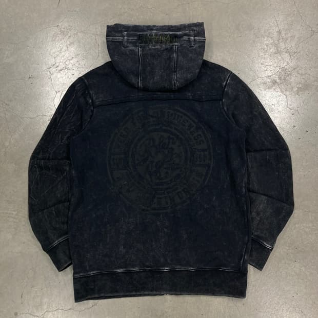 버커루 피그먼트 차콜 컬러 y2k 빅로고 후드 집업