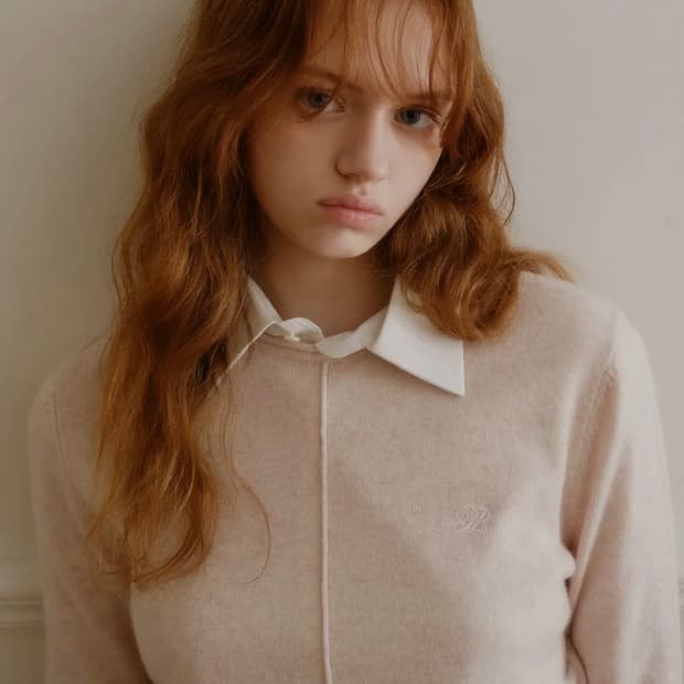 PLAC 플랙 리니어 라운드넥 니트 라이트 핑크