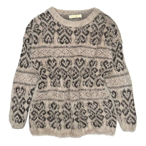 PARK GIRL patterned brown hairy knit