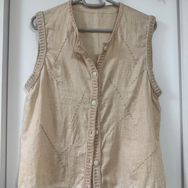 Vintage Oatmeal Linen Vest
