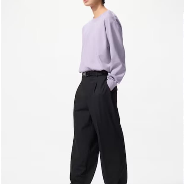 [2XL] 유니클로 탁 와이드 정장 팬츠 긴기장 블랙