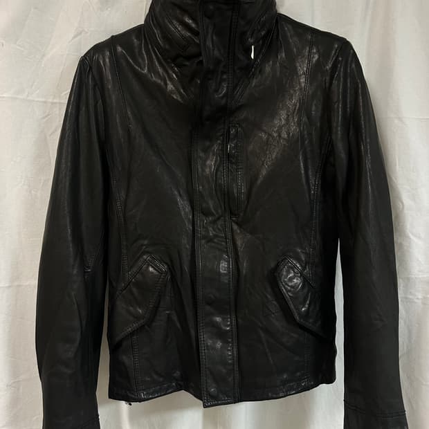 램스킨 히든후드 자켓 블랙