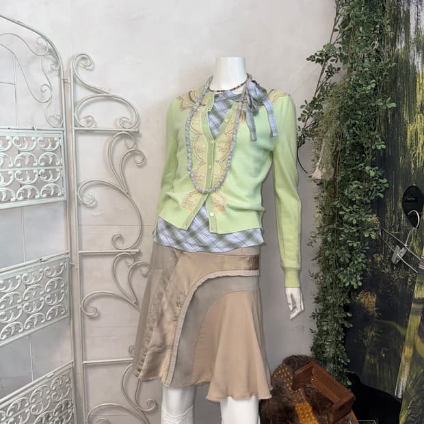 Keith pistachio beads 캐시미어/앙고라/울 가디건