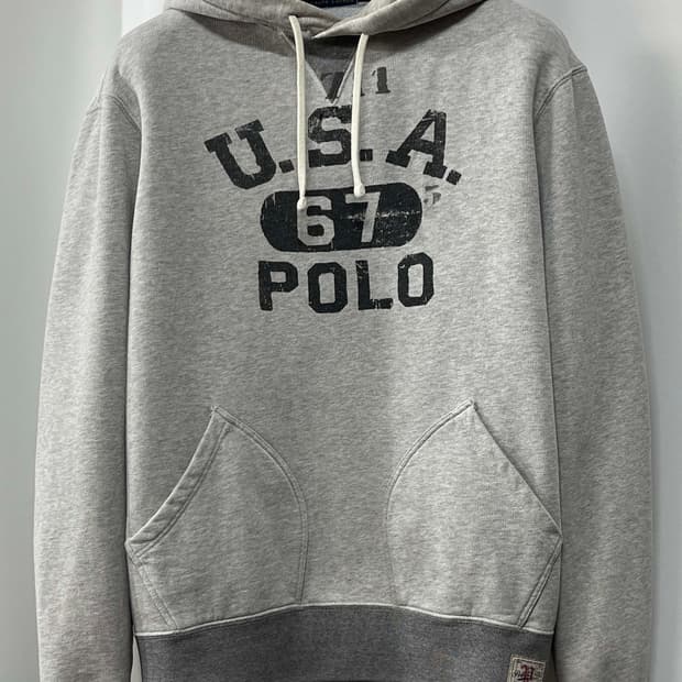 폴로 랄프로렌 멜란지그레이 복싱글러브 USA 스웻 후드티