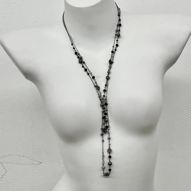 블랙 원석 레이어드 네크리스
