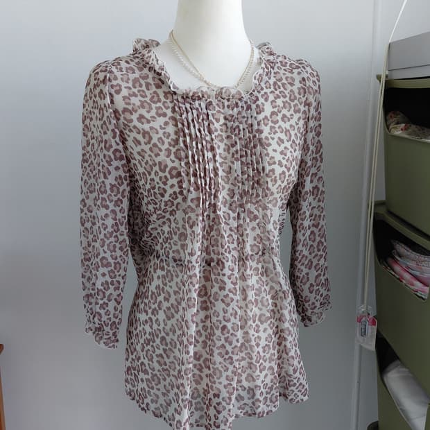 [빈티지] 레오파드 쉬폰 블라우스 7부