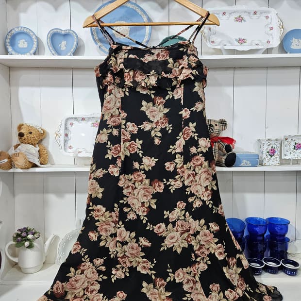 LEST ROSE 로즈 쉬폰 끈원피스 빈티지