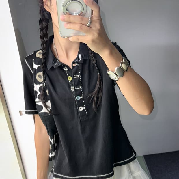 black stitch pk t shirt