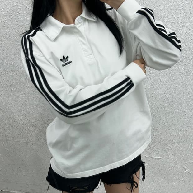 아디다스 블랙라인 화이트 럭비티 L