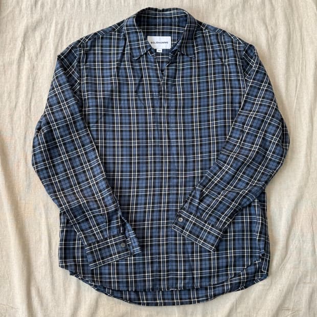 솔리드옴므 블루체크 아노락 셔츠 46 