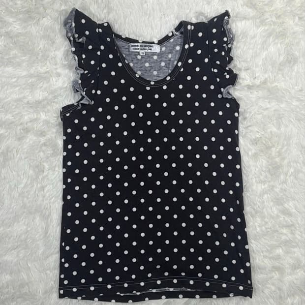 Comme des Garcons 땡땡이 천사 프릴 슬리브리스