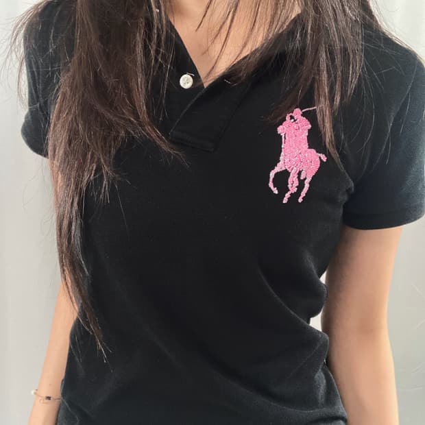 폴로 핑크 포니 카라 반팔