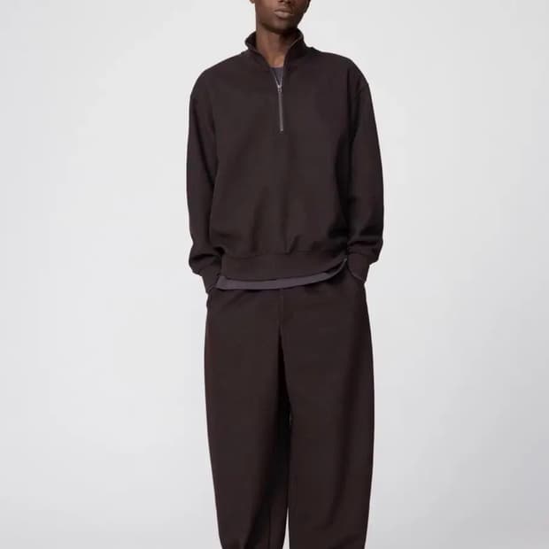 유니클로 u 브러시드 스웨트 와이드팬츠 다크 브라운 XL