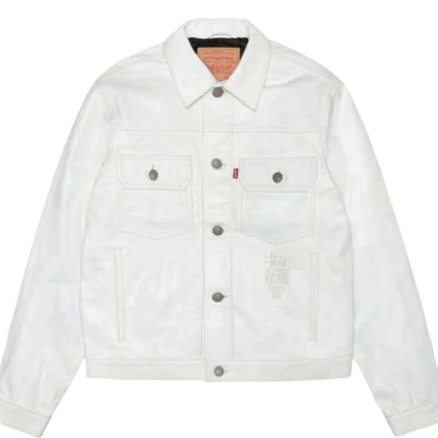 구매) 스투시 리바이스 화이트 레더 트러커 자켓 S