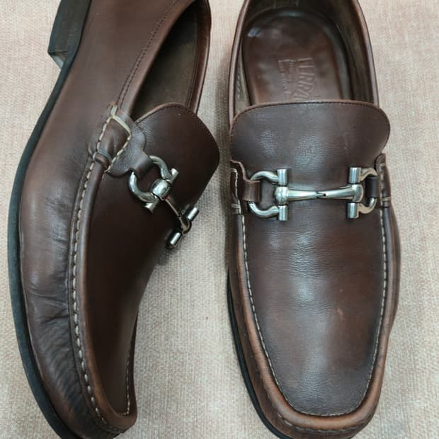 페라가모 정품 275mm-  간치니 브라운 남성 로퍼