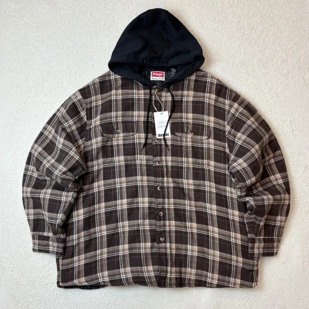 랭글러 90's 투 포켓 오버 브라운 체크 후드점퍼 PN6289
