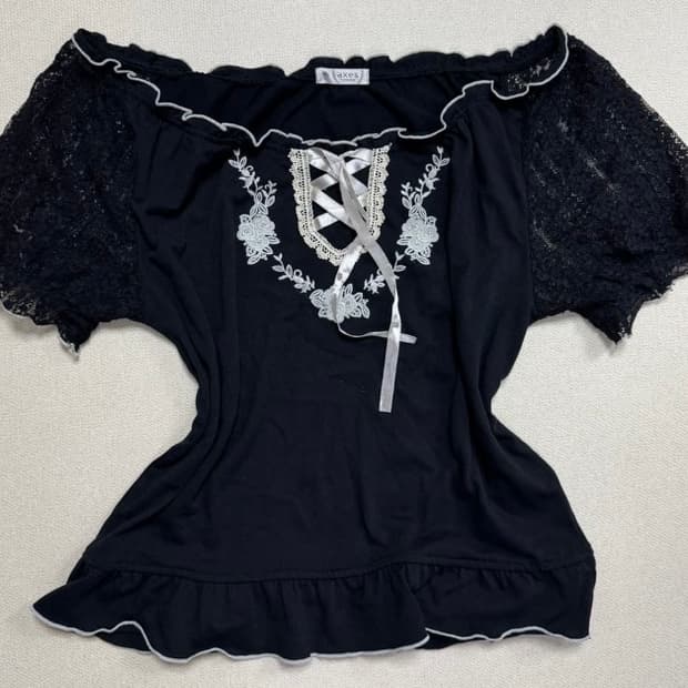 액시즈팜 레이스 오프숄더 블라우스 고스로리 갸루 빈티지 일브 