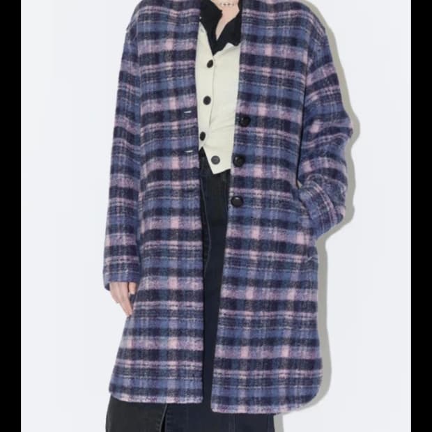 24FW 이자벨 마랑 에뚜왈 퍼플 체크 롱코트(새상품급, 택있음)
