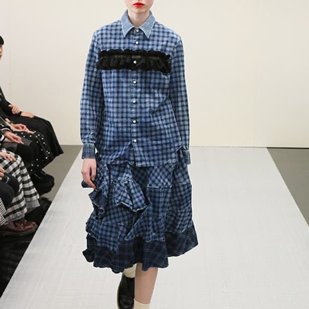 꼼데가르송 트리콧 15FW Washed Check Frill 셔츠