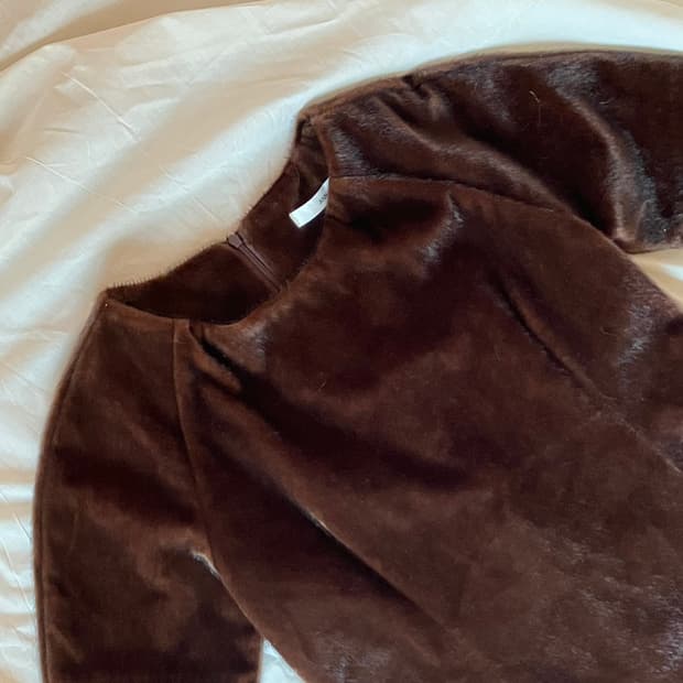 브라운 퍼 미니원피스