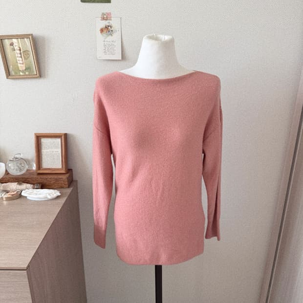 양모 캐시미어 핑크 니트