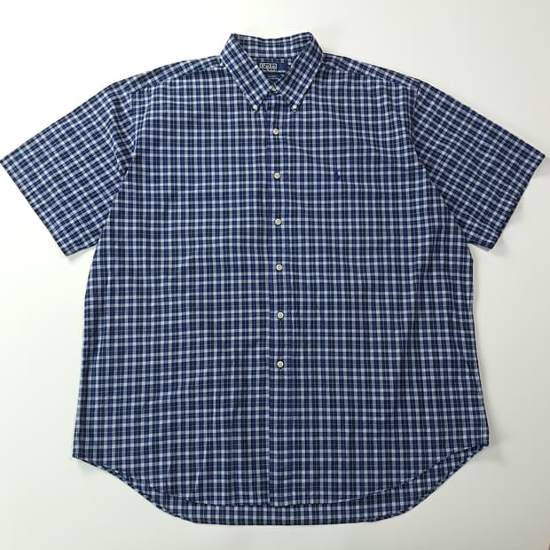 CK673 XL 폴로 90s 딥네이비 스몰타탄체크 반팔 셔츠 남방