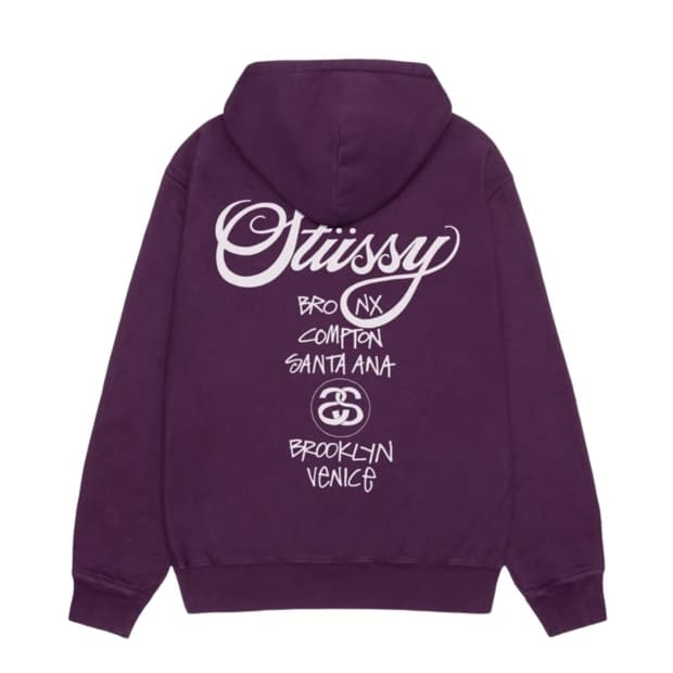 스투시 월드 투어 후드 피그먼트 퍼플 