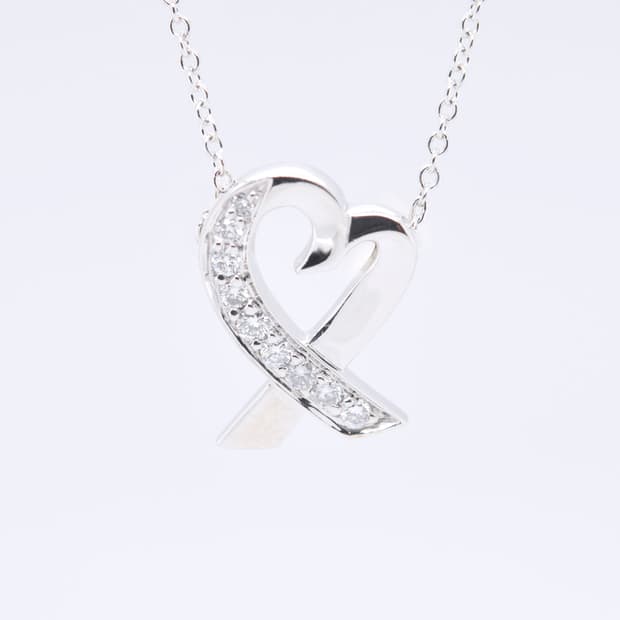 티파니 러빙 하트 9P 천연다이아몬드 티파니앤코 18K 화이트골드 펜던트
