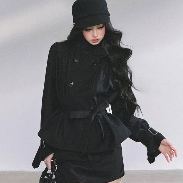 AOMALM 블랙 트렌치 코트 자켓 S 디어마이키코