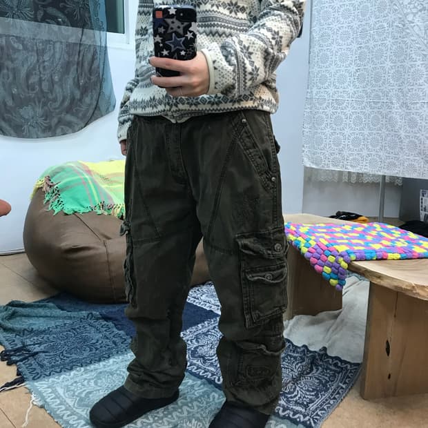 빈티지 카키 카고팬츠 