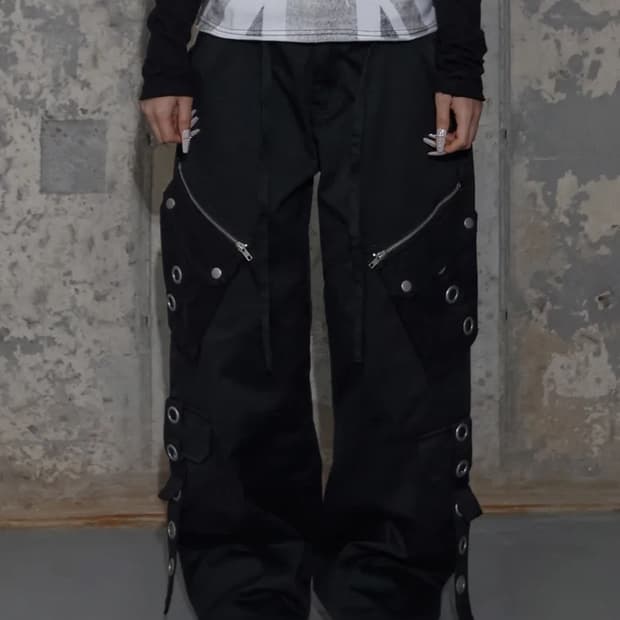 팬시클럽 디테처블 카고 스트랩 팬츠 블랙