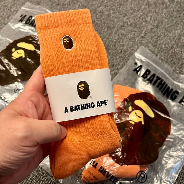 A Bathing Ape 베이프 오렌지색 양말 S, M 새제품 