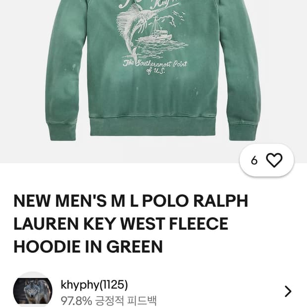 POLO RALPH LAUREN 페이디드 그린 후디