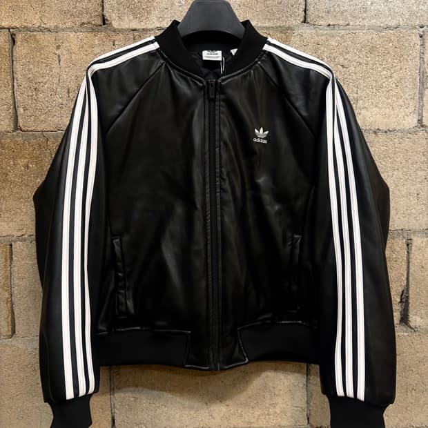아디다스 삼선 레더 집업 점퍼