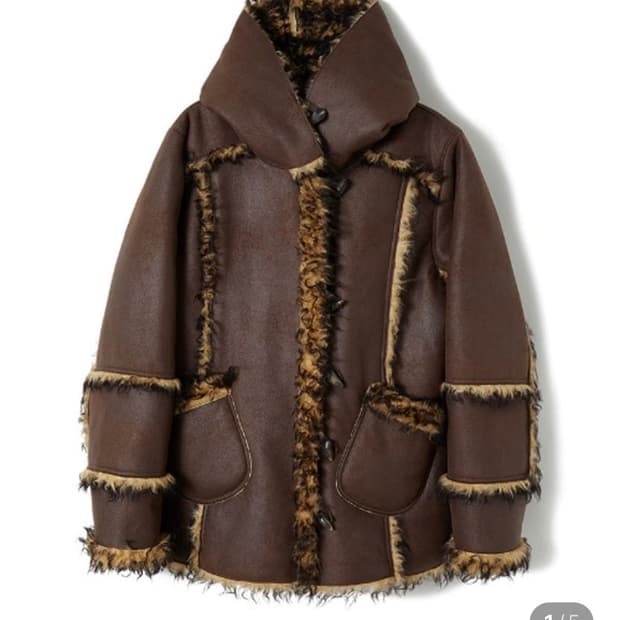 구해요))퍼버즈 비건 레더 후드 테디코트