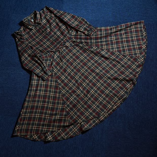 빈티지 체크포인트 셔츠 원피스