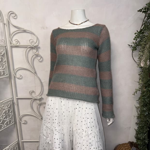 Emporio Armani pink blue stripe knit