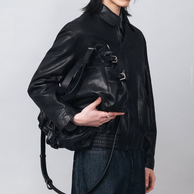 (새상품, 오프라인 전용) 벨리에 레더 블루종 - 워시드 블랙