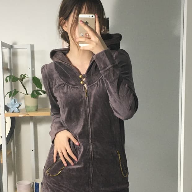 쥬씨꾸뛰르 바이올렛 벨벳 후드집업 