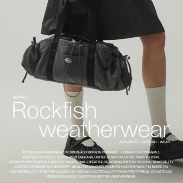 락피쉬웨더웨어 사이드리본 포켓 패딩 더플백 차콜