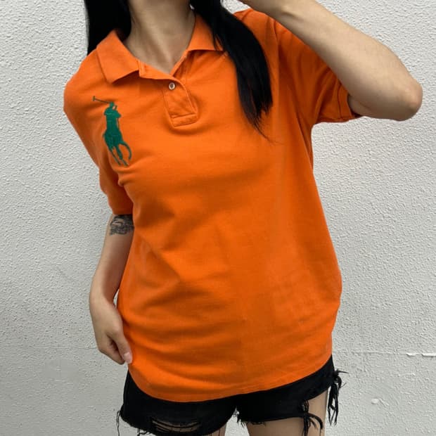 폴로 랄프로렌 그린빅포니 오렌지 pk반팔 XL