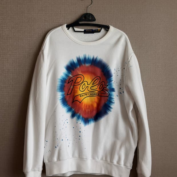 폴로 랄프로렌 화이트 프린팅 맨투맨