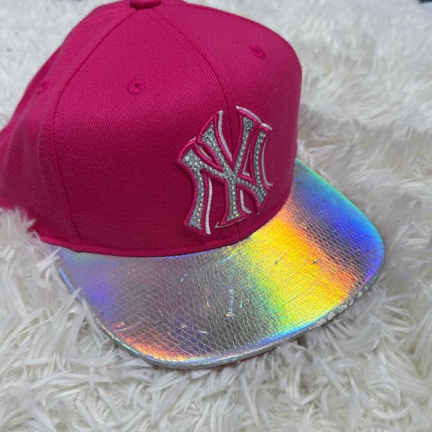 MLB 갸루 큐빅핑크스냅백