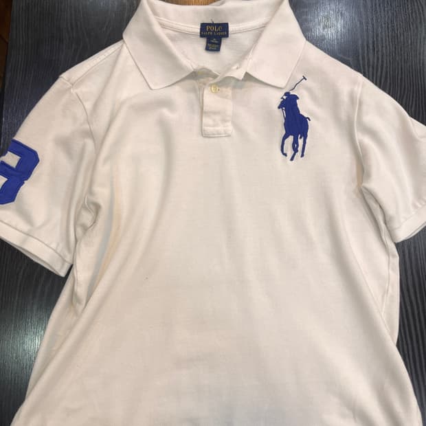 폴로 빅포니 카라티 화이트 흰색 블루로고